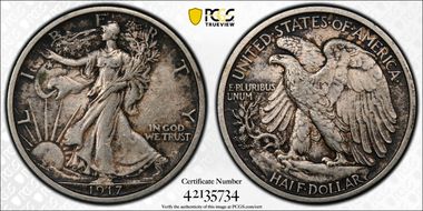 1917-D 50C Reverse AU58