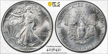 1987 $1 Silver Eagle MS70