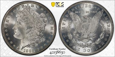 1885 $1 VAM 1A Pitted Reverse MS67