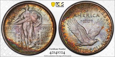 1917-D 25C Type 1 MS68FH