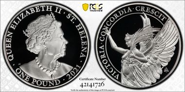 2021 £1 The Queen's Virtues Victory 1oz Ag PR69DCAM