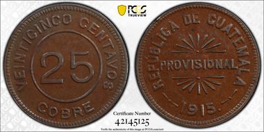 1915 25C KM-231 Provisional AU58BN