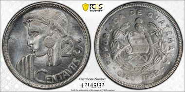 1959/8 25C Doubled Die Obverse MS65