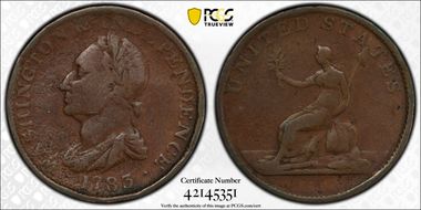 1783 Copper Washington Draped, No Button N1BN