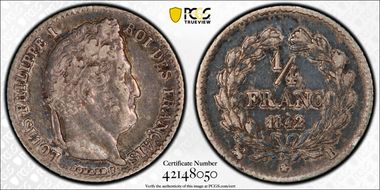 1842-B 1/4 Fr Gad-355 F-166 XF40