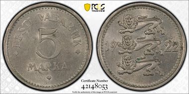 1922 5 Mk AU58