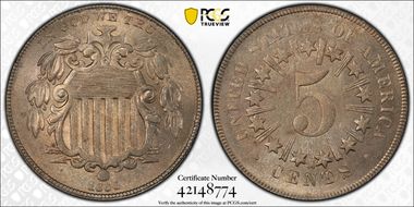 1866 5C Rays MS64