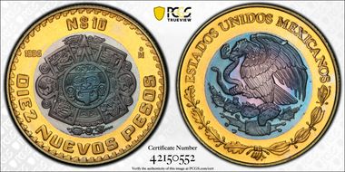 1995-Mo 10 Peso PR67DCAM