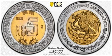 1995-Mo 5 Peso PR67CAM