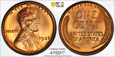 1936 1C MS67+ RD