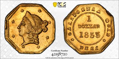 1853 G$1 BG-519 MS63