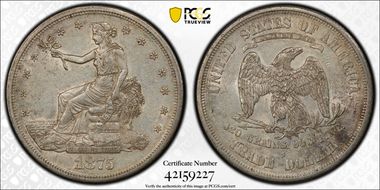 1875-S/CC T$1 AU53
