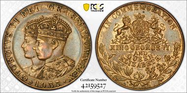 1937 Medal BHM-4358 Coronation Brass AU58