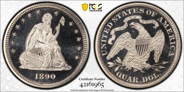 1890 25C PR67+ DCAM