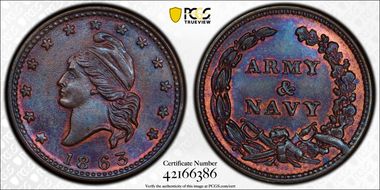 1863 CWT F-10/298a, Army & Navy MS66BN