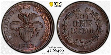 1863 CWT F-196/355a, Not One Cent MS66BN