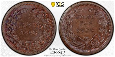 1863 Token F-235/269a Copper Union For Ever MS65BN