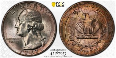 1947-S 25C MS66