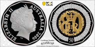 2006 50C 80th Birthday Silver Partial Gilt PR70DCAM