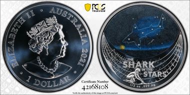 2021 $1 Shark in the Stars Colorized MS68