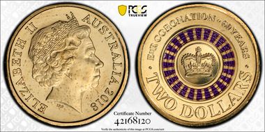 2018 $2 Queen's Coronation Colorized 30th Ann. $2 Coin MS64