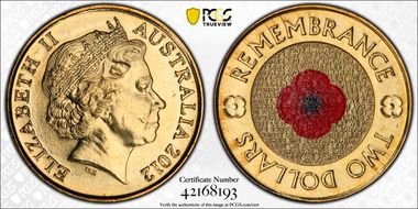 2012 $2 Remembrance Day Colorized MS67