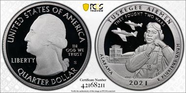 2021-S 25C Tuskegee Airmen NP Silver First Strike PR69DCAM