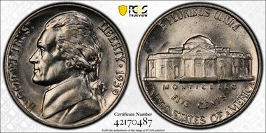 1939 5C Reverse of 1940 MS66FS