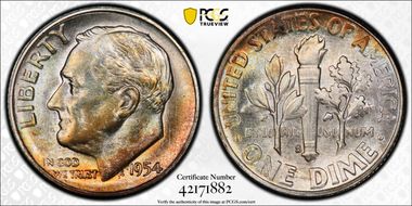 1954-S 10C MS67+