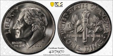 2008-D 10C Satin Finish SP68