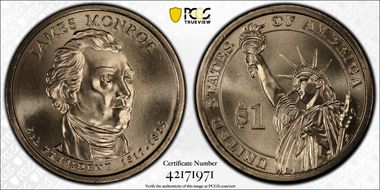 2008-D $1 James Monroe - Pos A Satin Finish SP67