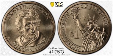 2008-D $1 Andrew Jackson - Pos B Satin Finish SP67