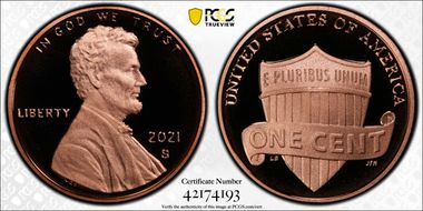 2021-S 1C Shield  First Day of Issue PR70DCAM
