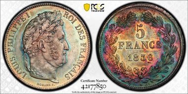 1836-A 5 Fr Gad-678 F-324 MS64