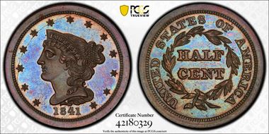 1841 1/2C Restrike PR65+ BN