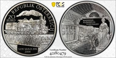 2008 € 20 Kaiserin Elisabeth Westbahn PR68DCAM
