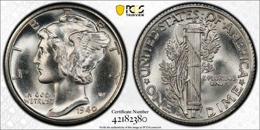 1940-D 10C MS67+ FB