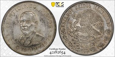 1972-Mo 25 Peso Juarez KM-480  Ag AU55