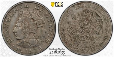 1976-Mo 50C No dots AU55