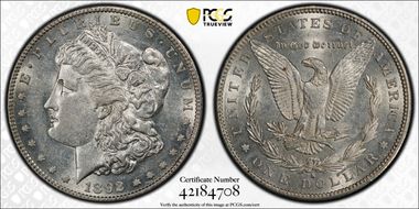 1892-S $1 VAM 8, Tripled Hair AU55