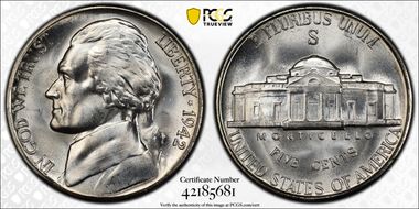 1942-S 5C MS67FS
