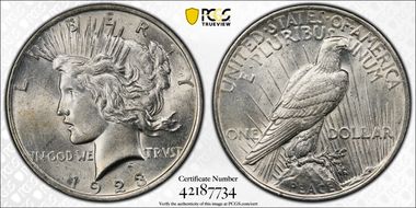 1923 $1 VAM 2 Doubled Tiara AU58