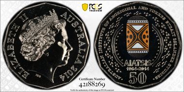 2014 50C AIATSIS Colorized MS69