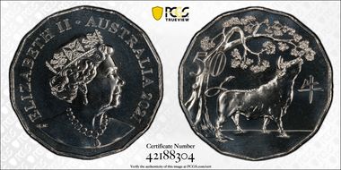 2021 50C Year of the Ox CuNi MS68