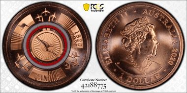 2020 $1 Qantas Centenary 1920-2020 MS69RD