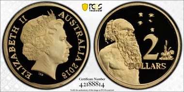 2018 $2 30th Anniversary Designed by Ian Rank-Broadley Effigy PR70DCAM