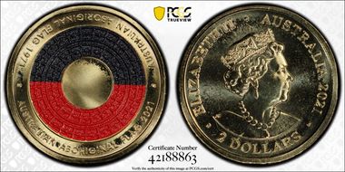 2021 $2 50th Ann Aboriginal Flag Colorized MS68