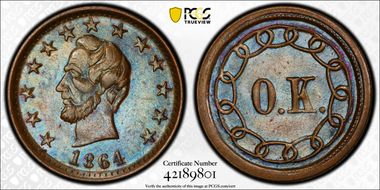 1864 CWT F-127/248a, Lincoln - O.K. MS63BN