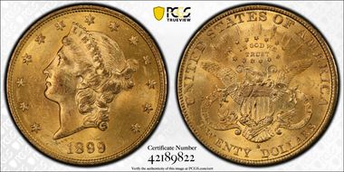 1899-S $20 MS63+