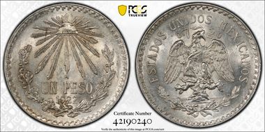 1922-M Peso KM-455  Ag MS63